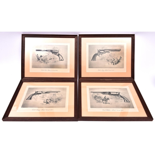 7 - Four modern framed prints depicting Colt percussion revolvers: 1836 Paterson, 1847 Walker Dragoon, 1... 