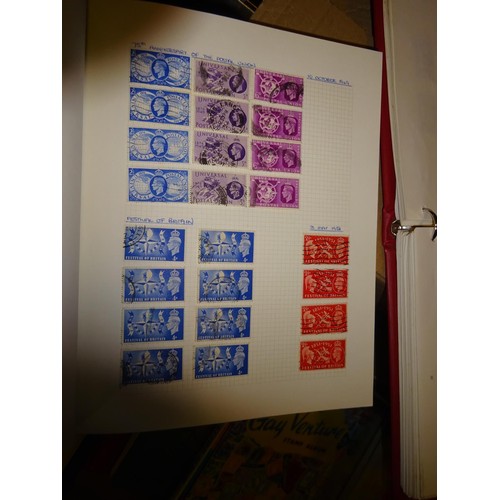 19 - 12x Stamp Albums. Containing a variety of mainly British postage stamps, with some world stamps. Alb... 