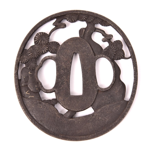 283 - A Soten style tsuba, showing 2 figures amid foliage. GC £200-300