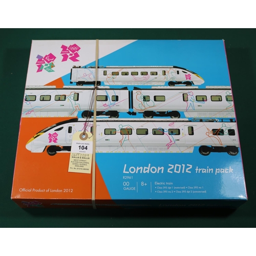 104 - A Hornby OO London 2012 train pack (R2961). 4-car EMU set with one powered car. Boxed, minor wear. C... 