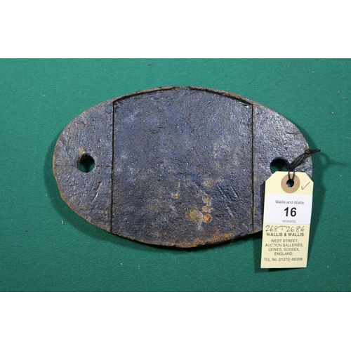 16 - Locomotive shedplate 31B March 1950-1973 with sub sheds at King's Lynn, South Lynn and Wisbech. Cast... 