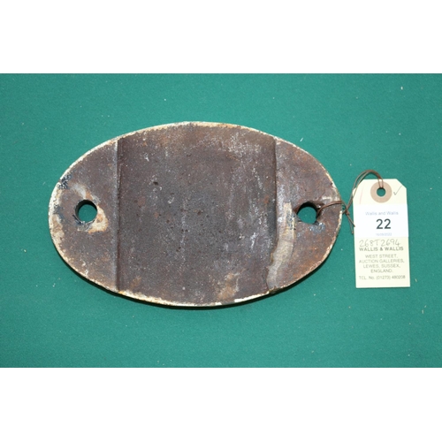 22 - Locomotive shedplate 50C Selby 1950-1959. Cast iron plate in good, believed to be unrestored, condit... 