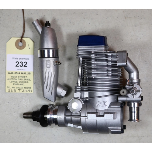 232 - O.S. four stroke model aircraft engine for radio controlled aircraft. Model No. FS 81/34810, with si... 