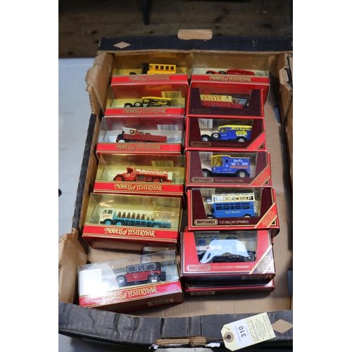 310 - 65x Matchbox Models of Yesteryear in maroon boxes, etc. Including; Ford Model T vans, 1929 Morris Co... 