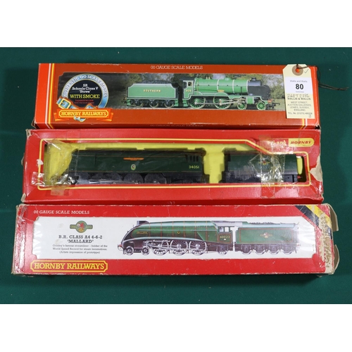 80 - 3x Hornby Railways/Tri-ang Hornby locomotives. Southern Railway Schools Class 4-4-0, Stowe 928, in l... 