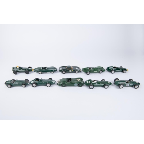 276 - 10 white metal competition cars. Rover BRM Gas Turbine. RAE Models Jaguar XK120. A Historic Replicar... 