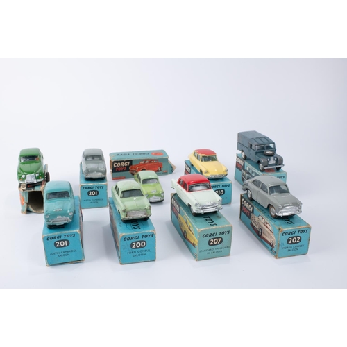 320 - 9x Corgi Toys cars for restoration. Citroen DS19 (210). Rover 90 (204M). 3x Austin Cambridge (201). ... 