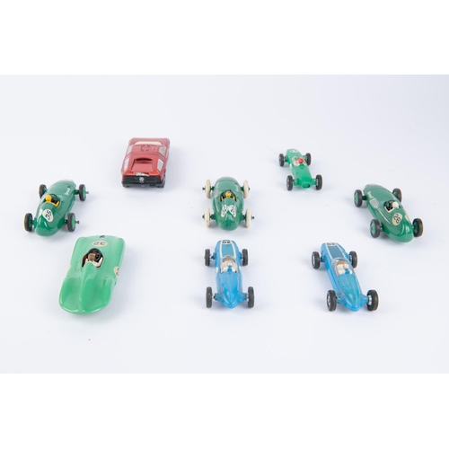 332 - 8 Dinky Toys. 2x Cooper Racing Cars (240) in blue with spun wheels RN 20. Lotus Racing Car (241) in ... 