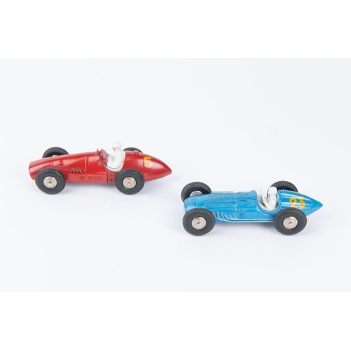 344 - 2 French Dinky Toys Racing Cars. Talbot-Lago (23H) in blue with plated convex wheels RN 23. Together... 