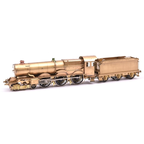 186 - A OO gauge brass GWR King Class 4-6-0 tender locomotive. A very well detailed unpainted model stampe... 