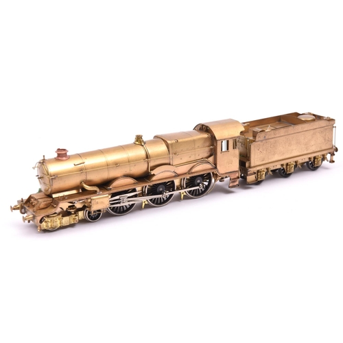 187 - A OO gauge brass GWR King Class 4-6-0 tender locomotive. A very well detailed unpainted model stampe... 