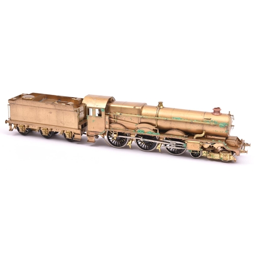 187 - A OO gauge brass GWR King Class 4-6-0 tender locomotive. A very well detailed unpainted model stampe... 