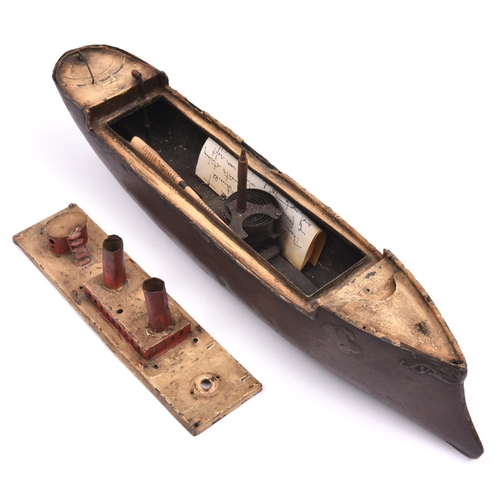 246 - A rare Bing L'Antonio tinplate clockwork powered Warship. Approximately 52cm in length, height to to... 