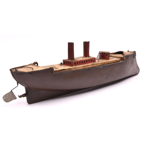 246 - A rare Bing L'Antonio tinplate clockwork powered Warship. Approximately 52cm in length, height to to... 