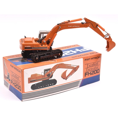 258 - Fiat-Hitachi FH200 Excellent Excavator. Scale 1:40, finished in orange with a grey cab and black tra... 