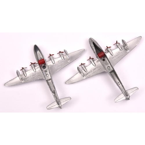 345 - 2 Dinky Toys Empire Flying Boats. Cambria G-A DUV and Challenger G-A DVD. Both in silver with red pl... 