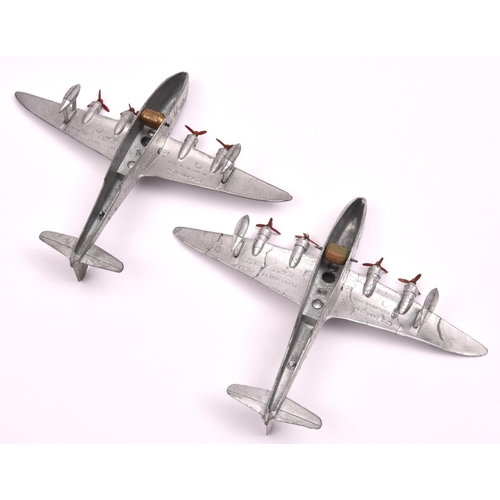 346 - 2 Dinky Toys Empire Flying Boats. Cambria G-A DUV and Calypso G-A EUA. Both in silver with brass rol... 