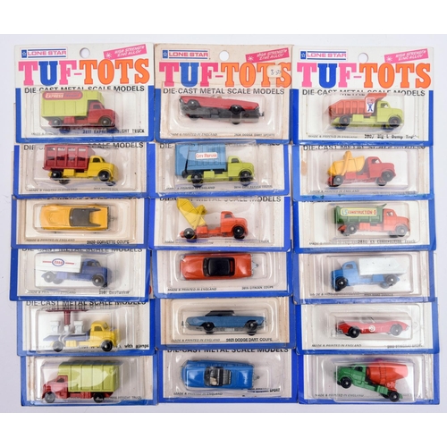 362 - 18 Lone Star Tuf-Toys miniature vehicles on carded blister packs. Comprising of cars and commercial ... 