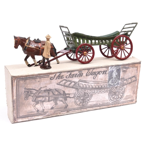 389 - 2 horse drawn Charbens wagons. A Tree Wagon, a yellow wagon with red spoked wheels and shafts, two b... 