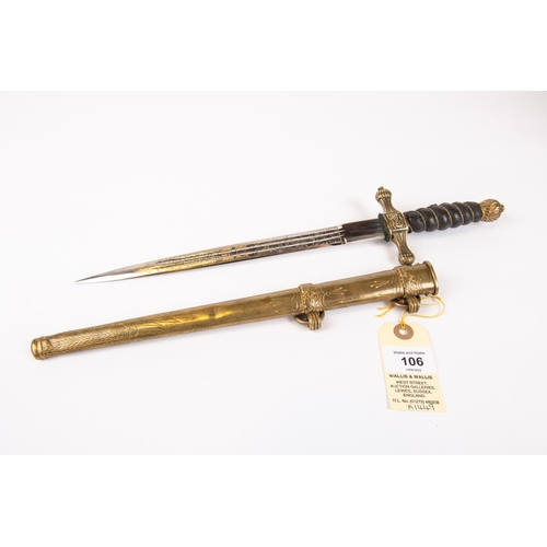 106 - A scarce Third Reich water police officer's dagger, similar to a Naval dagger, nautically etched bla... 