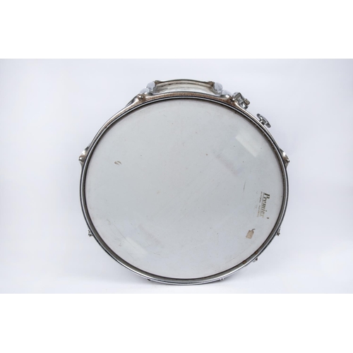 138 - A side drum, with white body and chrome mounts, and large QEII transfer badge of the 1st Royal Monmo... 