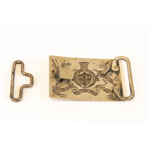 162 - An officer's waist belt plate of the 1st City of London Engineers, with clasp; and a similar ORs WBP... 