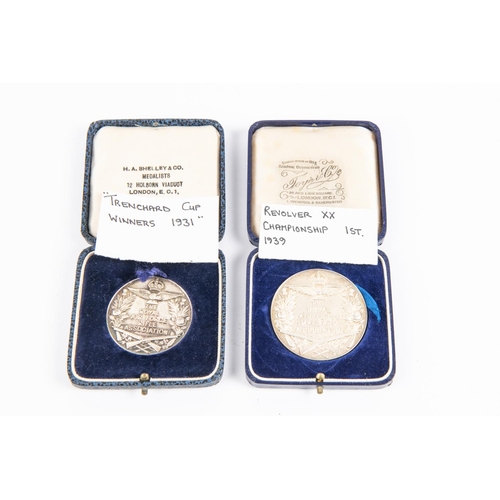 176 - An RAF Small Arms Association silver medallion, in its fitted case of issue, HM date 1938, 44mm diam... 