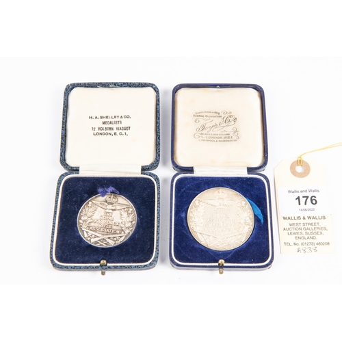 176 - An RAF Small Arms Association silver medallion, in its fitted case of issue, HM date 1938, 44mm diam... 