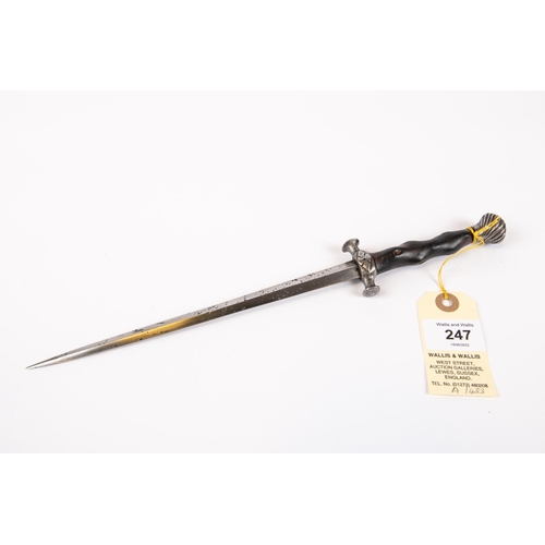 247 - A 19th century copy of a 17th century stiletto, blade 7½