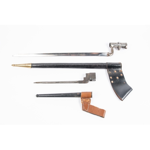 255 - A French 1874 Gras bayonet (the blade shortened and bent); a 1907 SMLE bayonet (deeply pitted overal... 