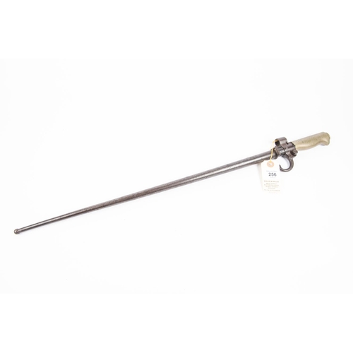 256 - A French M1886 Lebel bayonet, with downswept quillon and round button catch, in its scabbard. GC (li... 