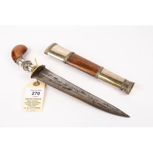 270 - An attractive Phillipino knife,  tapered DE blade 7¾