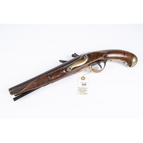 324 - A French 12 bore (17mm) 1763/66 pattern flintlock holster pistol, 16