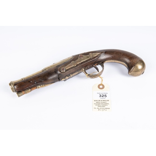 325 - A French or Belgian brass barrelled flintlock blunderbuss pistol c 1800, 11