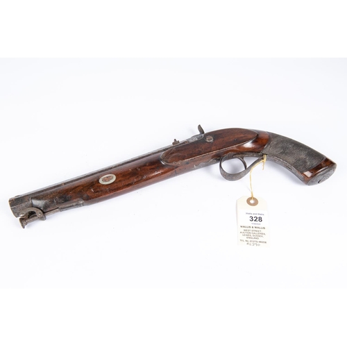 328 - A mid 19th century 24 bore percussion target pistol, 14¾