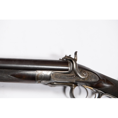 343 - A good rare double barrelled 12 bore underlever pinfire rifle, by William Moore & Grey, number 2311,... 