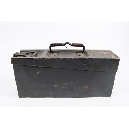 49 - A Third Reich ammunition box complete with linked belt of 100 rounds, lid has Waffenamt mark, rounds... 