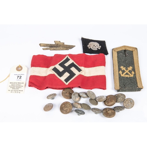 72 - Third Reich insignia: Hitler Youth linen armband with applied woven insignia, Marine Artillery Petty... 