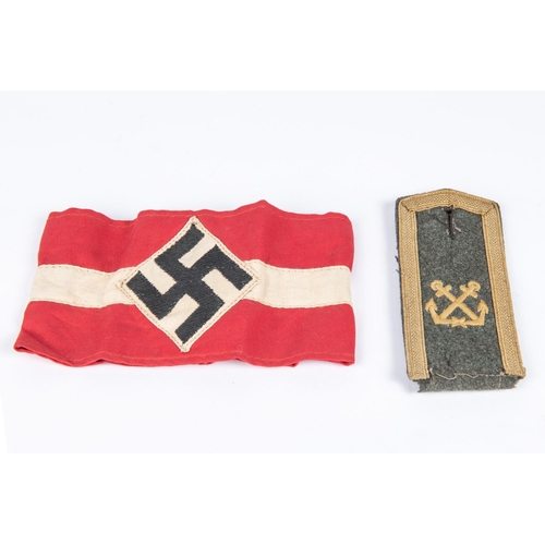 72 - Third Reich insignia: Hitler Youth linen armband with applied woven insignia, Marine Artillery Petty... 