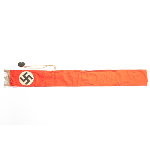 79 - A Third Reich funeral sash of silver alloy, fringed red material, 50