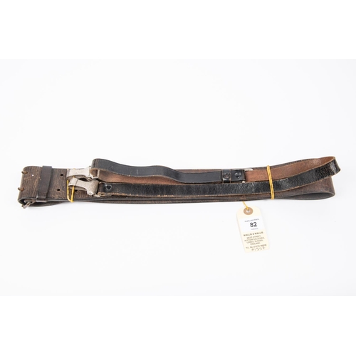 82 - A Third Reich officer's black leather Sam Browne belt, possibly Police. GC £70-80