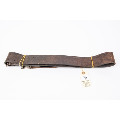 82 - A Third Reich officer's black leather Sam Browne belt, possibly Police. GC £70-80