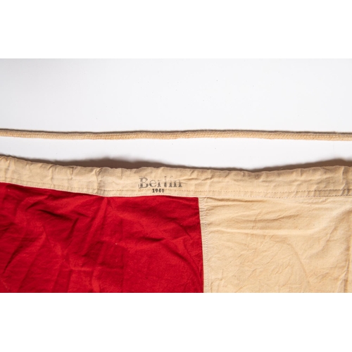 96 - A Third Reich Hitler Youth stitched flag, 85x 150cm, marked 