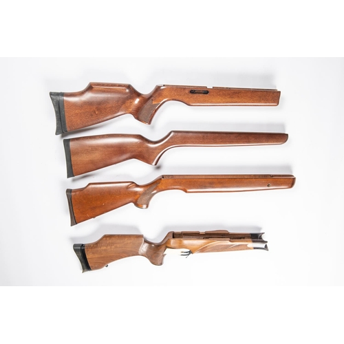 311 - 4 modern air rifle stocks, including one BSA marked walnut with nicely chequered pistol grip and for... 