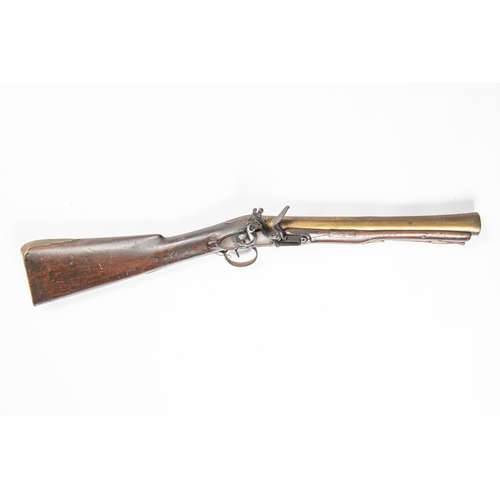 334 - An early 19th century brass barrelled flintlock blunderbuss, 29½