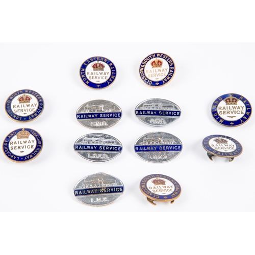 18 - 12x Railway Service badges. Including 7x WWI examples; Midland Railway, Lancashire & Yorkshire Railw... 