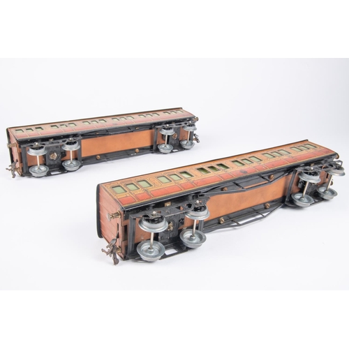 200 - 2x Hornby Series O gauge Metropolitan suburban coaches with brass buffers and drop-link couplings in... 