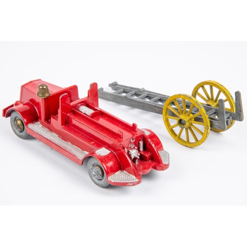 274 - A modern toys Real scale model Fire Engine in die cast metal, finished in red, with solid metal whee... 