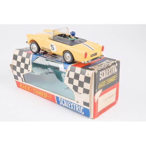 327 - Tri-ang Scalextric (C83) Sunbeam Tiger, racing number 5, with yellow body. Boxed, in window box with... 