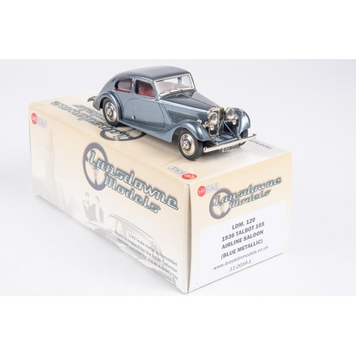 334 - Lansdowne Models LDM.120 1936 Talbot 105  Airline Saloon (Blue Metallic), with red interior, plated ... 